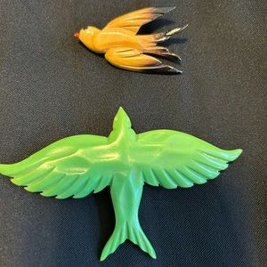 Vintage Galalith and Bakelite Bird Pins
